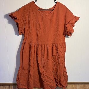 Women's Orange Ruffle Sleeve Dress
